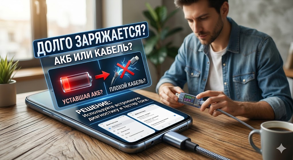 Смартфон долго заряжается: как отличить «уставший» аккумулятор от плохого кабеля