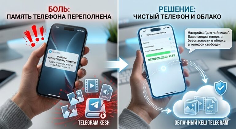 Как пользоваться Telegram, если память телефона переполнена: настройка облачного кеша «для чайников» Как пользоваться Telegram, если память телефона переполнена: настройка облачного кеша «для чайников»