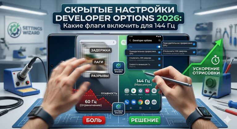 Скрытые настройки Developer Options 2026: Какие флаги стоит включить для ускорения отрисовки интерфейса на 144 Гц экранах