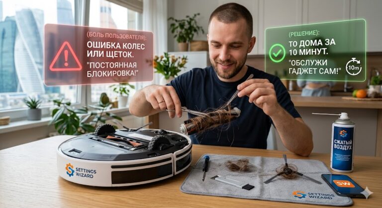 Робот-пылесос постоянно выдает ошибку колес или щеток: как провести ТО дома за 10 минут Робот-пылесос постоянно выдает ошибку колес или щеток: как провести ТО дома за 10 минут