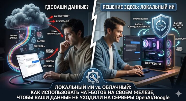 Локальный ИИ против облачного: Как использовать чат-ботов на своем железе, чтобы ваши данные не уходили на серверы OpenAI/Google