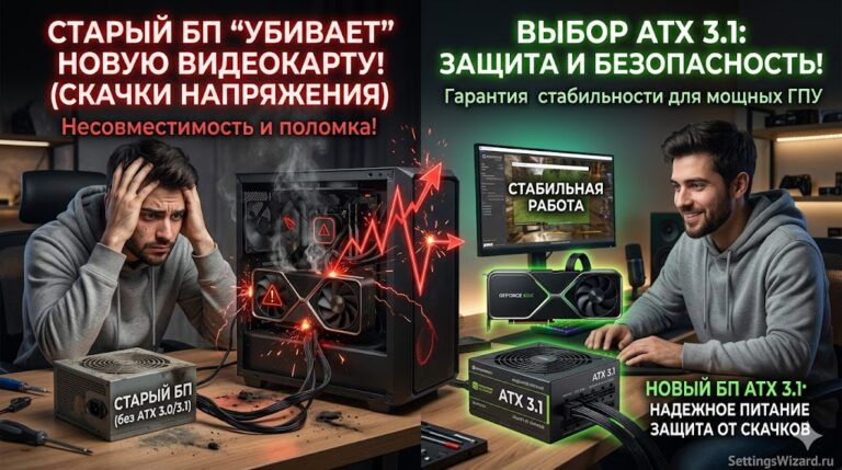 Выбор блока питания с поддержкой ATX 3.1: Почему старые БП могут «убить» новые видеокарты из-за скачков напряжения