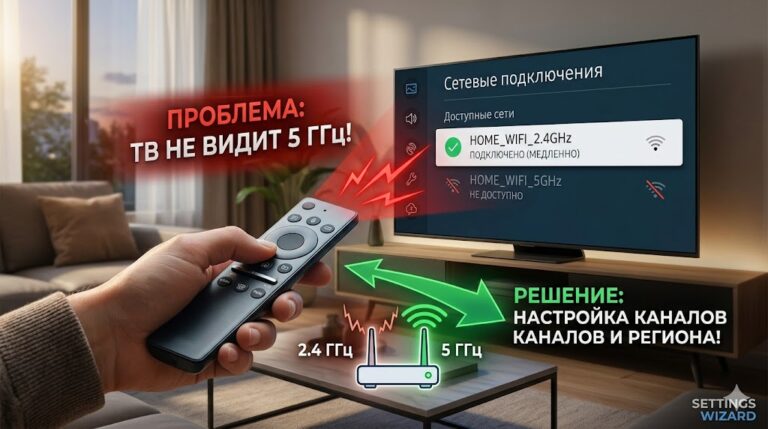 Телевизор перестал видеть Wi-Fi 5 ГГц: почему Смарт-ТВ «дружит» только с медленными сетями и как это исправить Телевизор перестал видеть Wi-Fi 5 ГГц: почему Смарт-ТВ «дружит» только с медленными сетями и как это исправить